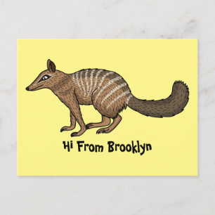 Cute happy numbat cartoon illustration postcard