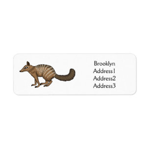 Cute happy numbat cartoon illustration return address label