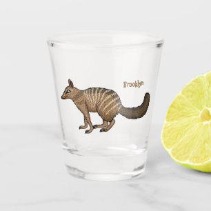 Cute happy numbat cartoon illustration shot glass