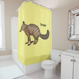 Cute happy numbat cartoon illustration shower curtain