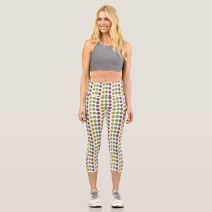 Cute happy olives singing cartoon capri leggings