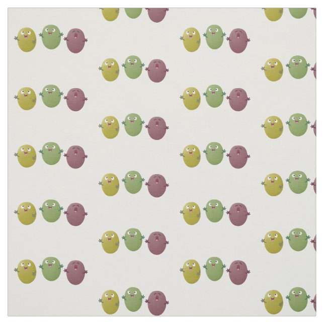 Cute happy olives singing cartoon fabric (Swatch)