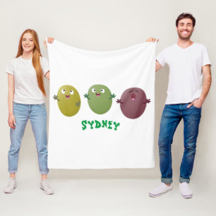 Cute happy olives singing cartoon fleece blanket