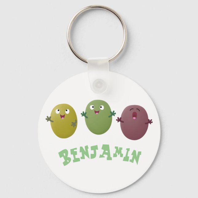 Cute happy olives singing cartoon keychain (Front)