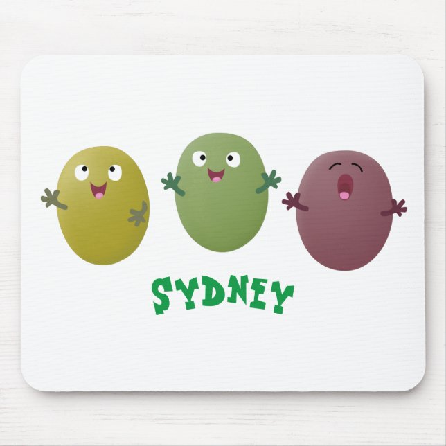 Cute happy olives singing cartoon mouse pad (Front)