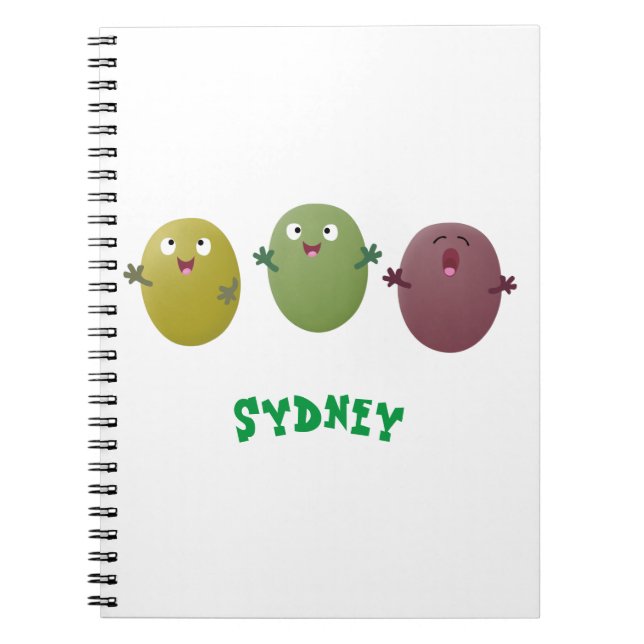 Cute happy olives singing cartoon notebook (Front)