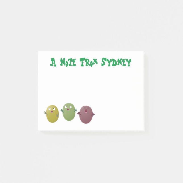 Cute happy olives singing cartoon post-it notes (Front)