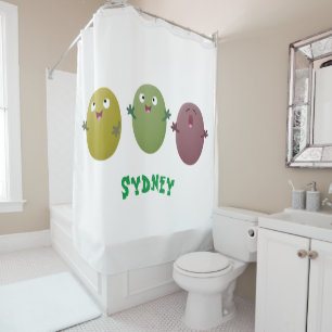Cute happy olives singing cartoon shower curtain