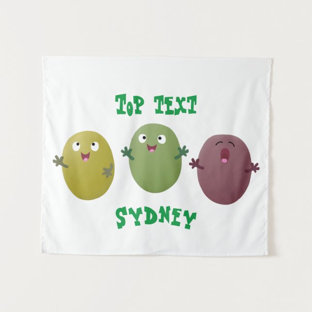 Cute happy olives singing cartoon tapestry (Front (Horizontal))