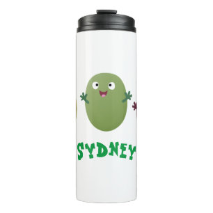 Cute happy olives singing cartoon thermal tumbler
