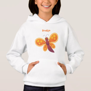 Cute happy orange butterfly cartoon illustration
