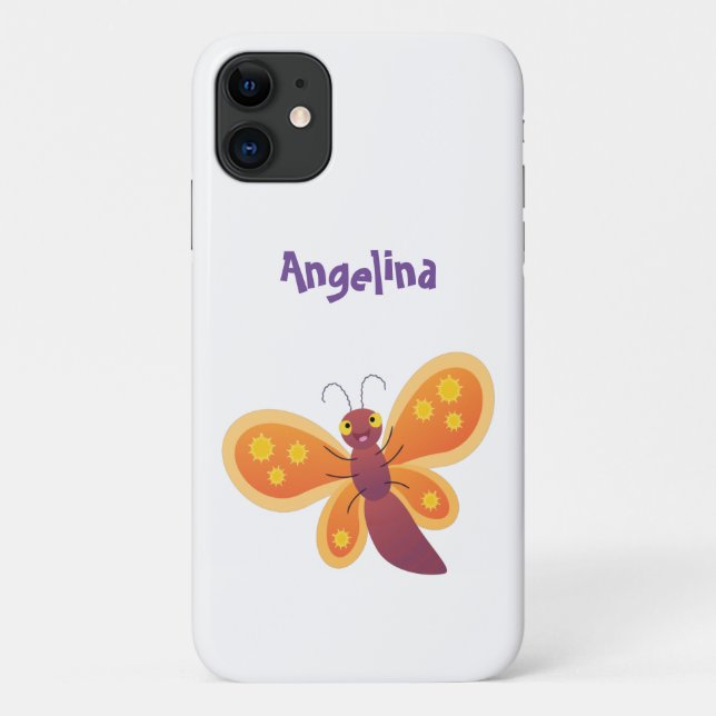 Cute happy orange butterfly cartoon illustration Case-Mate iPhone case (Back)