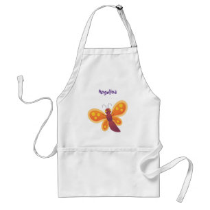 Cute happy orange butterfly cartoon illustration standard apron