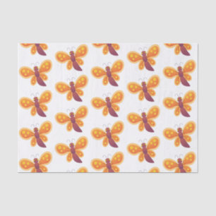 Cute happy orange butterfly cartoon illustration tissue paper