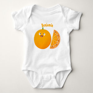 Cute happy orange citrus fruit cartoon baby bodysuit