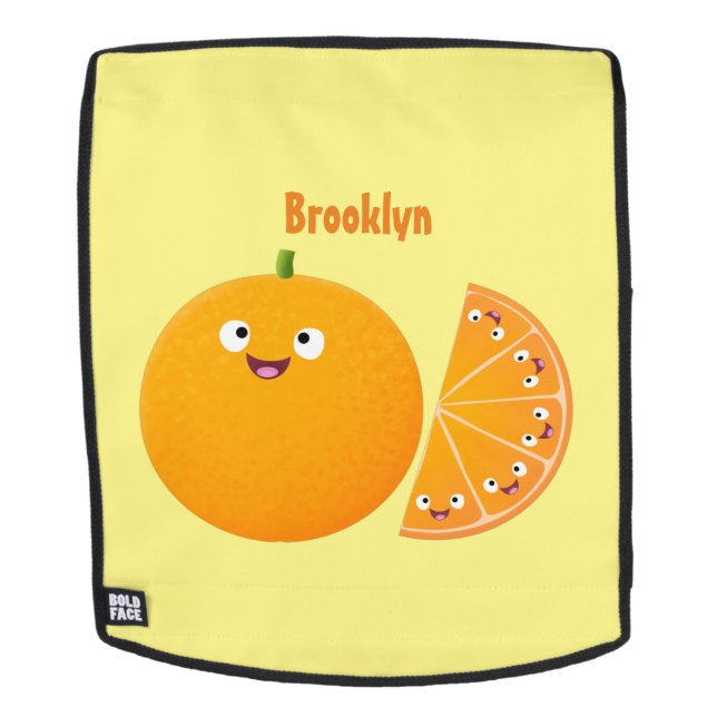Cute happy orange citrus fruit cartoon backpack (Removable Face)