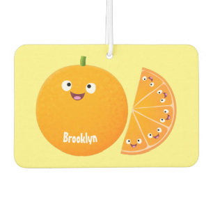 Cute happy orange citrus fruit cartoon  car air freshener