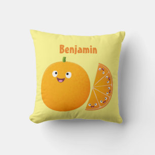 Cute happy orange citrus fruit cartoon cushion