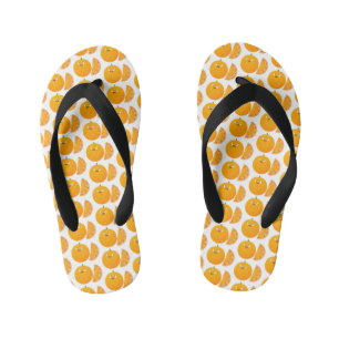 Cute happy orange citrus fruit cartoon kid's thongs