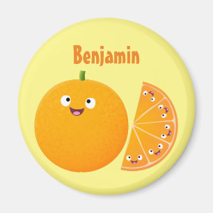 Cute happy orange citrus fruit cartoon magnet