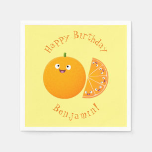 Cute happy orange citrus fruit cartoon napkin