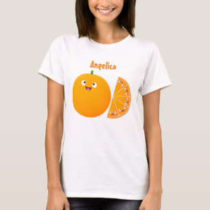 Cute happy orange citrus fruit cartoon  T-Shirt