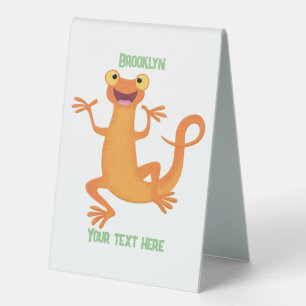 Cute happy orange dancing newt