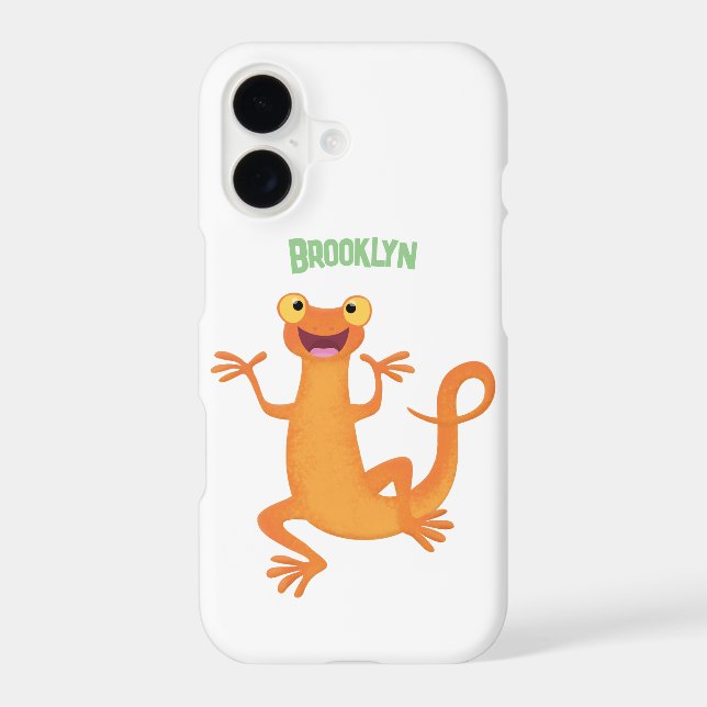 Cute happy orange dancing newt (Back)