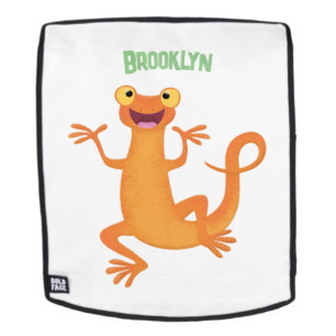 Cute happy orange dancing newt backpack