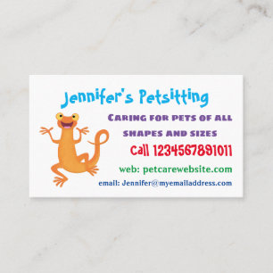 Cute happy orange dancing newt business card