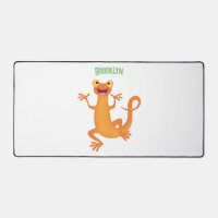 Cute happy orange dancing newt