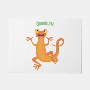 Cute happy orange dancing newt doormat