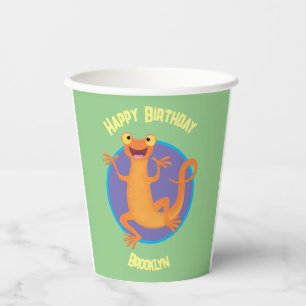 Cute happy orange dancing newt paper cups