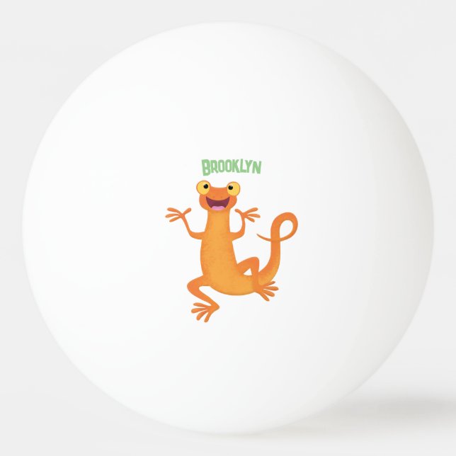 Cute happy orange dancing newt ping pong ball (Front)