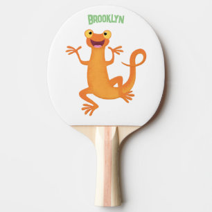 Cute happy orange dancing newt ping pong paddle
