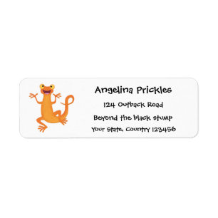 Cute happy orange dancing newt return address label