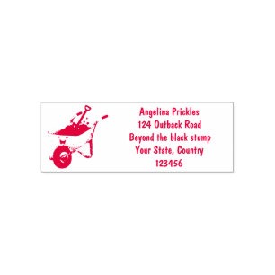 Cute happy orange wheelbarrow cartoon illustration self-inking stamp