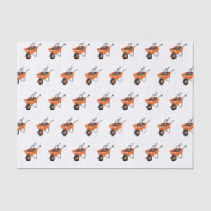 Cute happy orange wheelbarrow cartoon illustration tissue paper