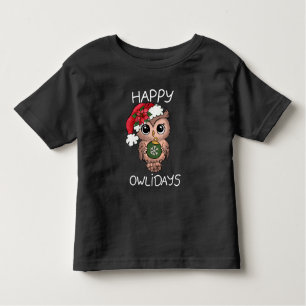 Cute Happy Owlidays Christmas Owl Green Toddler T-Shirt