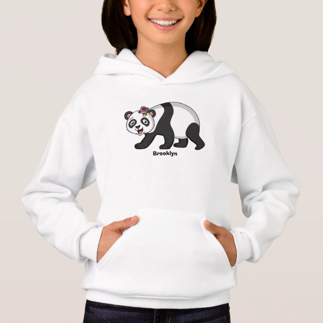 Cute happy panda bear with flower cartoon  (Front)