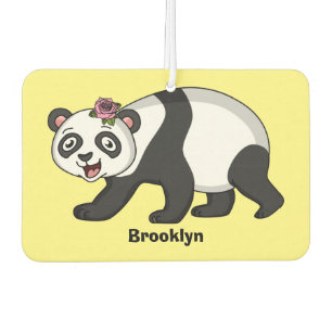 Cute happy panda bear with flower cartoon car air freshener