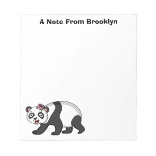 Cute happy panda bear with flower cartoon notepad