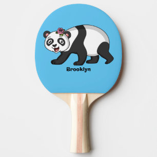 Cute happy panda bear with flower cartoon ping pong paddle
