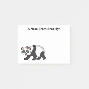 Cute happy panda bear with flower cartoon post-it notes
