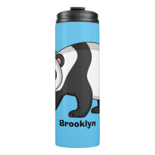 Cute happy panda bear with flower cartoon thermal tumbler
