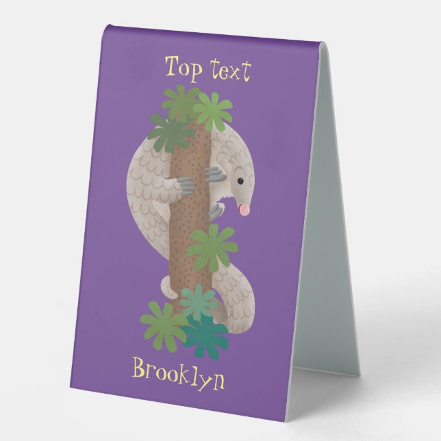 Cute happy pangolin anteater illustration (Front)