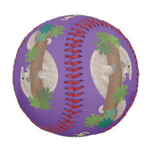 Cute happy pangolin anteater illustration baseball