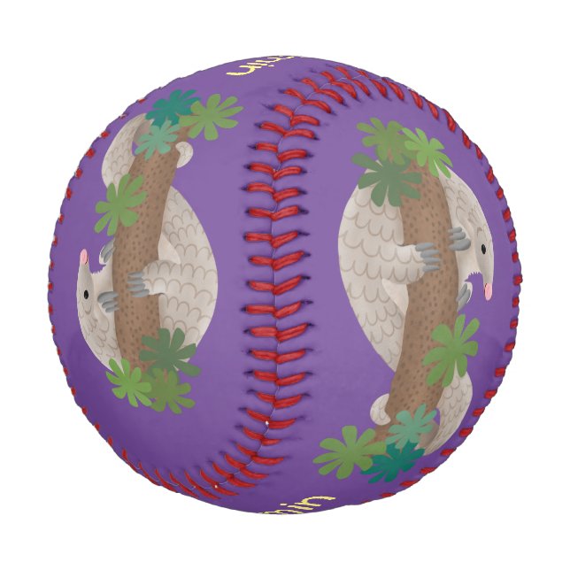Cute happy pangolin anteater illustration baseball (Angled)