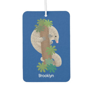 Cute happy pangolin anteater illustration car air freshener