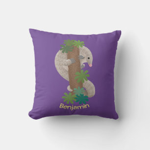 Cute happy pangolin anteater illustration cushion
